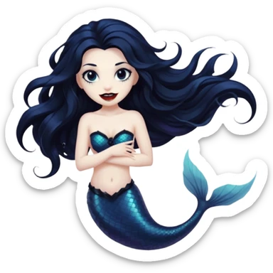 Black vampire mermaid sticker