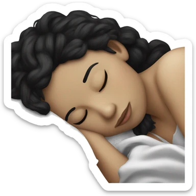 A pale gurl with messy black hair sleeping sticker