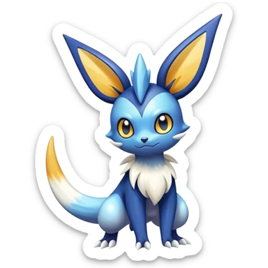 Colorful Shiny Exotic Victini-Salandit-Meowstic-Minccino-Fakémon-hybrid-creature (full body)  sticker