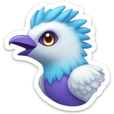 Blue Purple Galarian-Articuno Fire Head Big Eyeys sticker