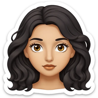 woman with olive skin, brown eyes and long lashes, and long black wavy hair  sticker