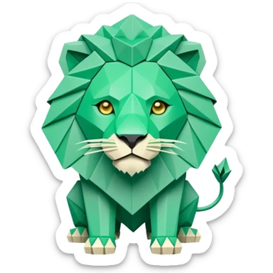 origami lion in color green mint rgb(168, 251, 211) sticker