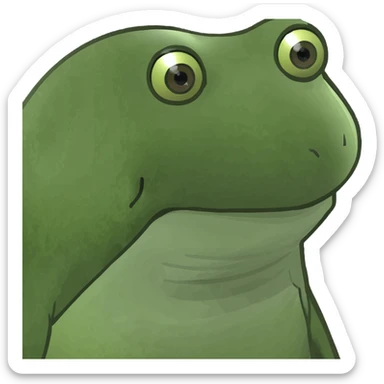 bufo avec une ellipse orbitale d'étoiles de style pixel art, dessinée avec un trait blanc aux contours noirs et rythmée par des étincelles en forme de croix de tailles variées. sticker