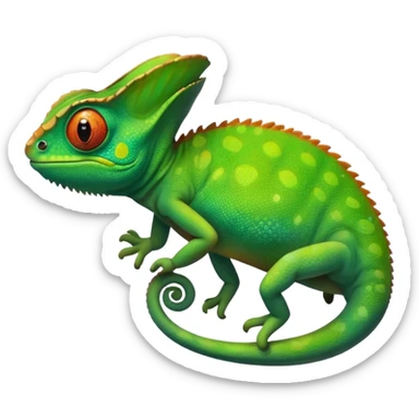 please create an animated color changing emoji that can be used as favicon . the default colour must be green and then its colour must change. the chemeleon should look to the left side. The chemeleon should look happy sticker