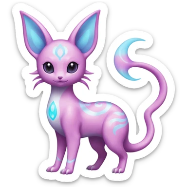 Shiny Sparkly Bioluminescent Glowing Espeon-Lumineon-Skitty-Amaura-Dragonair-Fakémon-hybrid-creature (full body)  sticker