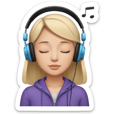 Una mujer escucha música con los ojos cerrados  sticker