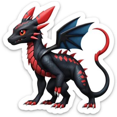 Badass Edgy Cool Realistic Punky Exotic Colorful Guilmon-Salandit-Umbreon-Fakémon-hybrid-creature (full body)  sticker