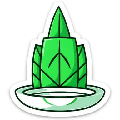 Maya cultural object with minimalist design, clean lines, white with green and black accents sticker