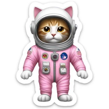 Pink astronaut cat sticker