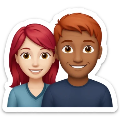 White red hair girl and brown indian guy couples sticker