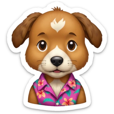 Dog – wearing colorful aloha shirt sticker