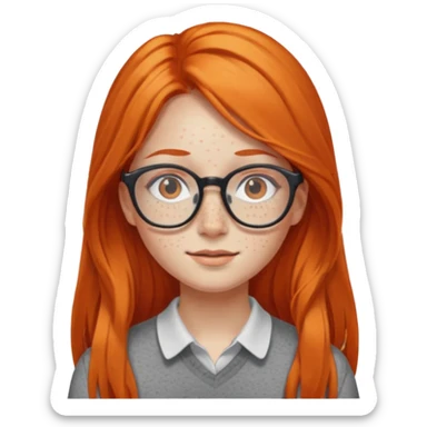 Girl with long orange hair and glasses sticker