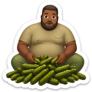 Big black man eating a huge wet pile of pickles that look like long fat Brown penises sticker
