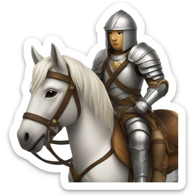 a white avar nomadic soldier on a horse from the side with leather armor on sticker