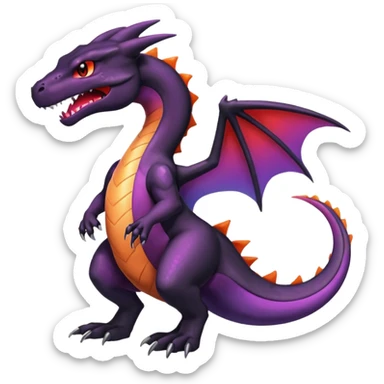 Obsidian-Black and red/purple-gradients lanky elegant evil badass handsome cool beautiful Shiny-Charizard-Salazzle-Seviper-Salandit-fusion sticker