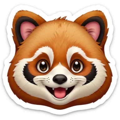 only the face of a red panda laughing emoji style with the laughing tears  sticker