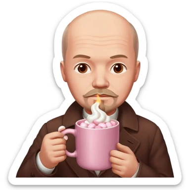 Lenin hold  Light Pink mug of hot chocolate with marshmallows  sticker