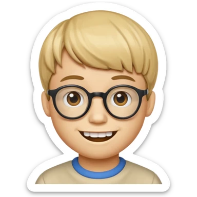 Nerd smiley face with glasses buck teeth and a bowl cut hair cut  sticker