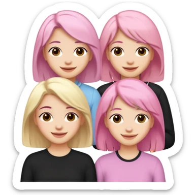 Girlfriend emoji - 5 white girlfriends, 1 with pale pink hair, 2 with black hair, 1 with medium blonde hair  sticker