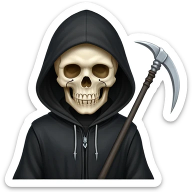 zoomed black hood skull scythe sticker