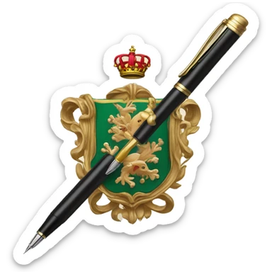 coat-of-arms with fountain pen in center sticker