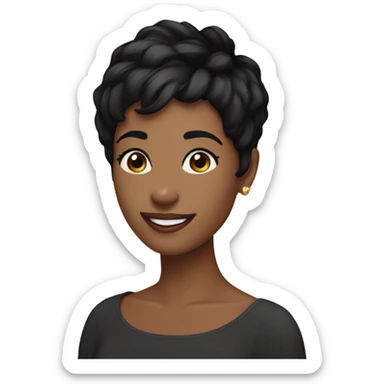 woman pixie cut black hair smiling sticker