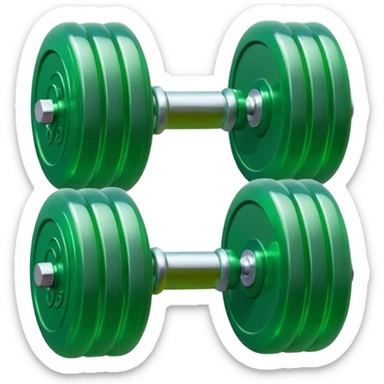 A simple emoji-style icon of a transparent green plastic gym dumbell logo, folder envelope, slightly open, with clean edges, soft shine, and subtle shading, conveying fitness organization and active lifestyle. sticker
