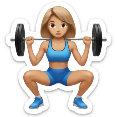 Beautiful woman with light brown shoulder length hair popping a squat without any weights sticker