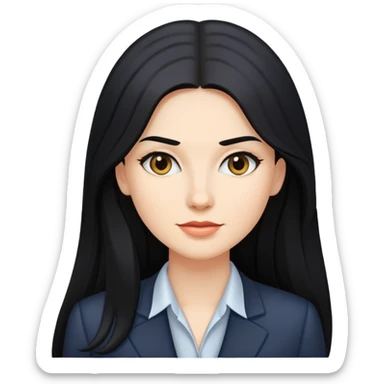 Business woman caucasian long black hair girl sticker