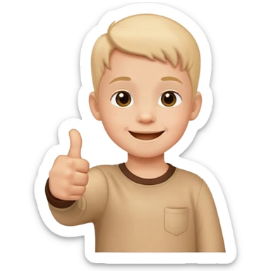 child giving a thumbs up after eating all their food, cheerful and cute sticker