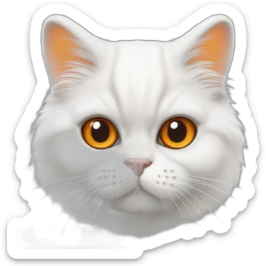 white persian chinchilla cat with orange eye small sticker