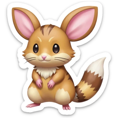 Kawaii Shiny Colorful Pastel Dedenne-Furret-Eevee-fusion Full Body sticker