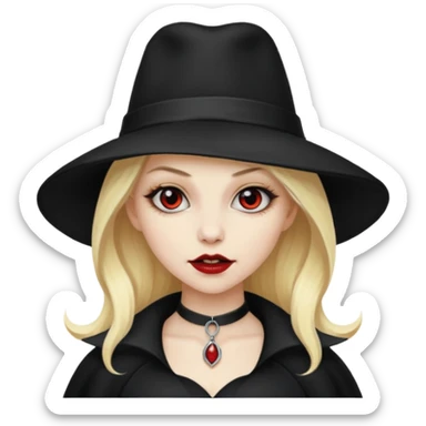 blonde vampire woman with hat sticker