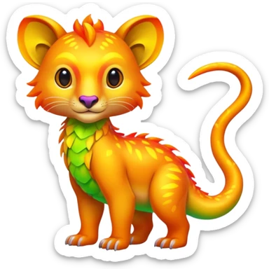 Colorful neon-colored tropical exotic shiny beautiful fantasy-Cacomistle-tanuki-genet-oncilla-animal-hybrid (full body) sticker