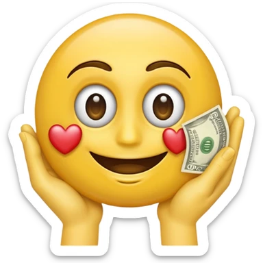 emoji haciendo un guiño con un ojo y sosteniendo dinero sticker