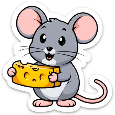 Jerry mouse enjoying a large piece of swiss cheese sticker