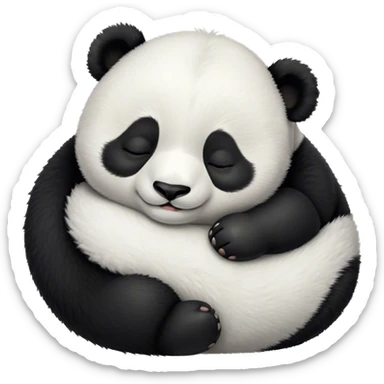 Meme-Worthy Cute Sleeping Baby Panda Portrait Emoji, Head resting peacefully with a contented smile, showcasing a tiny, irresistibly fluffy build and a luxuriously soft black and white Fur, eyes shut in a serene, restful nap, Simplified yet hilariously adorable features, highly detailed, glowing with a soft, drowsy light, high shine, relaxed and utterly lovable, stylized with an air of playful laziness, bright and heartwarming, soft glowing outline, capturing the essence of a comically sleepy baby panda, so meme-worthy it feels like it could instantly become the next viral sensation of adorable slumber! sticker