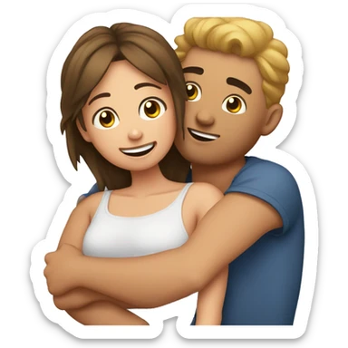 boyfriend being held and cradled by girlfriend  sticker