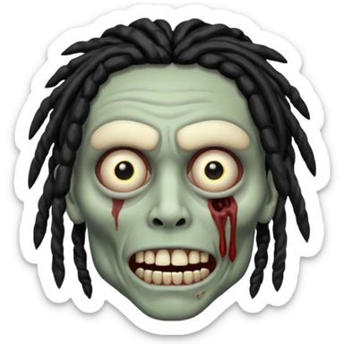 Zombie with black dreads with chinky eyes and a 3rd eye  on right cheek sticker
