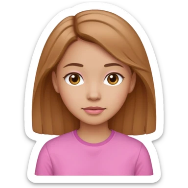 Chica no muy morena con cabello castaño claro con camisa rosadita sticker