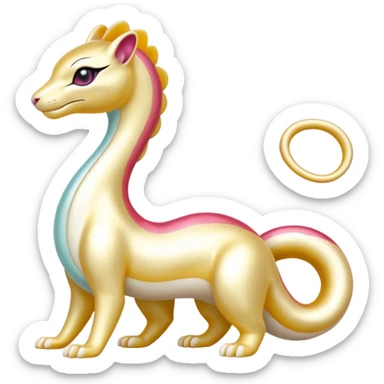 Shiny Pearl-Gold Sunset-Tinted Luxurious Elegant Smooth Milotic-Liepard-hybrid-Fakémon-creature (full body) sticker