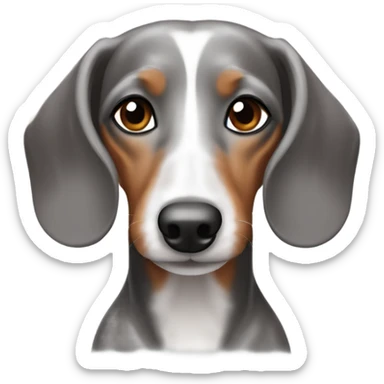 Dapple Dachshund brown eyebrows grey and white face sticker