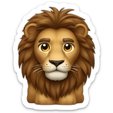 Lion fourrure marron crinière marron foncée yeux verts sticker
