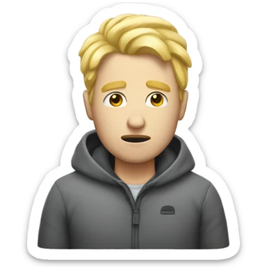 Man with blonde hair feeling cold sticker