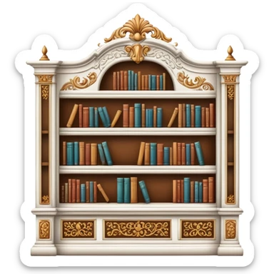 Beautiful white vintage bookshelf  sticker