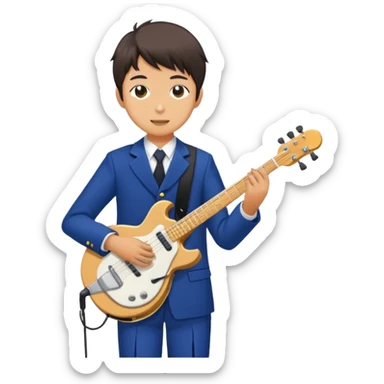 Japanese high school boy performing in a band at school cultural festival sticker