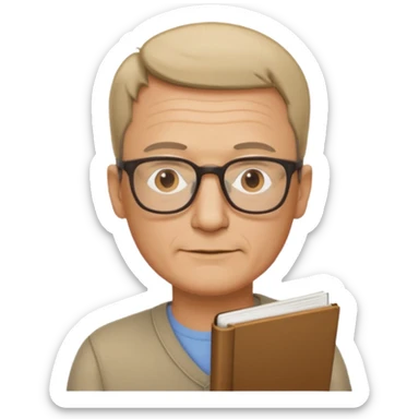 hombre, 50 años pelo poco rapado delgado con gafas de lectura sticker