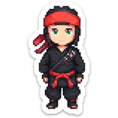Ninja black red headband sticker