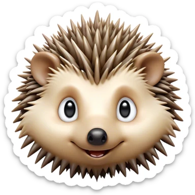 Cinematic Comical Hedgehog Portrait Emoji, Head tilted dramatically with an exaggeratedly surprised expression and wide, comically expressive eyes, featuring a small, spiky body with quills that seem to dance with playful energy, Simplified yet hilariously expressive features, highly detailed, glowing with a slightly sassy woodland glow, high shine, dramatic yet playful, stylized with an air of cheeky hedgehog mischief, soft glowing outline, capturing the essence of a meme-worthy hedgehog that looks ready to roll its way into viral fame! sticker