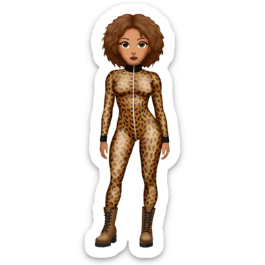 Melanie Brown wearing a tight leopard print two piece bodysuit and combat boots sticker